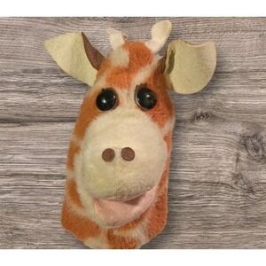 Animal Fair Giraffe Hand Puppet  Plush Faux Fur Stuffed Toy Kitschy Odd Cute Vtg